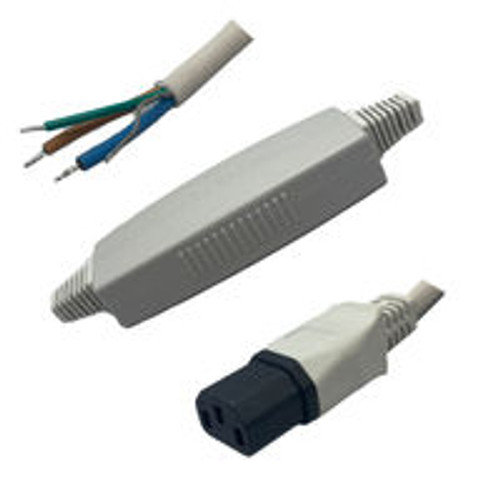 EMC Eupen IN-100 10A/250V Shielded ROJ to C13 2 Meters /6.5 Feet 18/3AWG SVT Grey Power Cord with Ultra Max Filter Module Inline