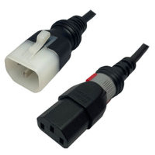 IEC320 C14 Male Plug to C13 Connector VS-Lock 1.2 Meters / 4 Feet 10A/250V 18/3 SVT Black - Locking Power Cord