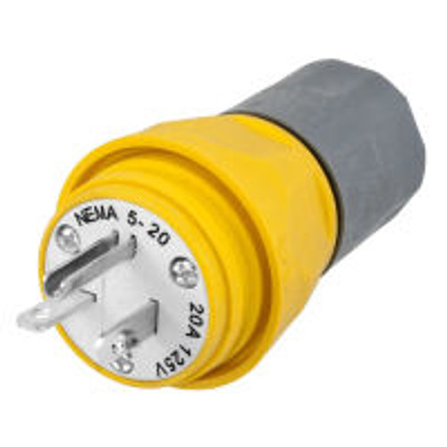 Hubbell HBL14W33A AC Plug NEMA 5-20 Male Yellow Watertight