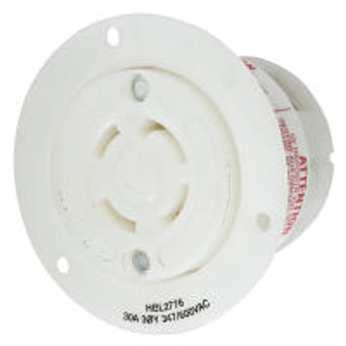 Hubbell HBL2776 AC Flanged Outlet NEMA L20-30 Female White
