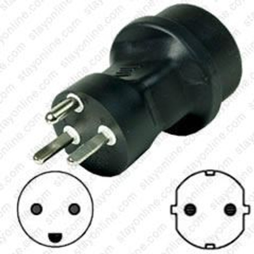 Denmark AFSNIT Male Plug to Schuko CEE7/7 Connector - Block Plug Adapter
