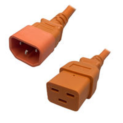 IEC320 C14 Male Plug to C19 Connector 1.8 Meters / 6 Feet 15A/250V 14/3 SJT Orange - Power Cord