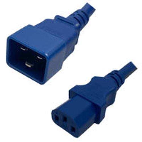IEC320 C20 Male Plug to C13 Connector 0.6 Meters / 2 Feet 10A/250V YY 3G1.5 Blue - BIS - Power Cord