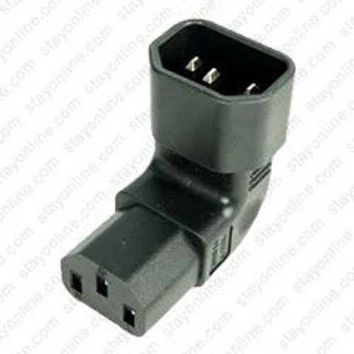 IEC320 C14 Male Plug to C13 Connector Angled Up - Block Plug Adapter 