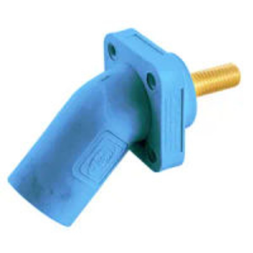 Hubbell HBLMRASBL AC Male Angled Inlet 300/400a 4-4/0 Blue Stud Type Through Hole Mounting