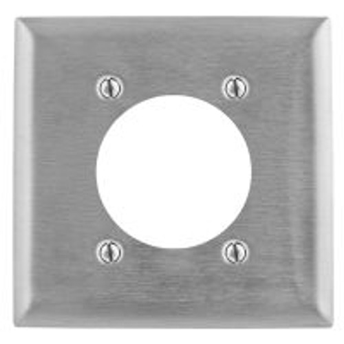 Hubbell SS701 Wall Plate AC 2 Gang Straight Blade 30/50/60A 4 Wire Stainless Steel