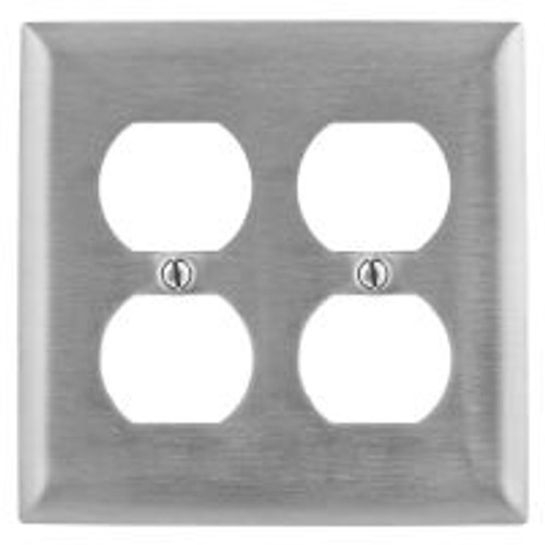 Hubbell SS82 Wall Plate AC 2 Gang Duplex Standard Stainless Steel