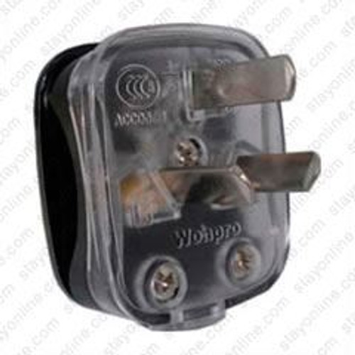 AC Male Power Plug China GB2099 10 Amp 250 Volt Black/Clear Down Angle Entry