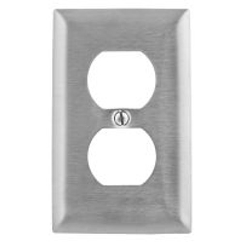 Hubbell SS8 Wall Plate AC 1 Gang Duplex 2 Standard Stainless Steel