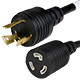 NEMA L6-20 Male Plug to L6-20 Connector 24.5 Meters / 80 Feet 18A/250V 12/3 SJT Black - Locking Power Extension Cord