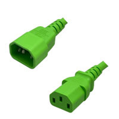 IEC320 C14 Male Plug to C13 Connector 0.9 Meters / 3 Feet 10A/250V 18/3 SJT Green - Power Cord