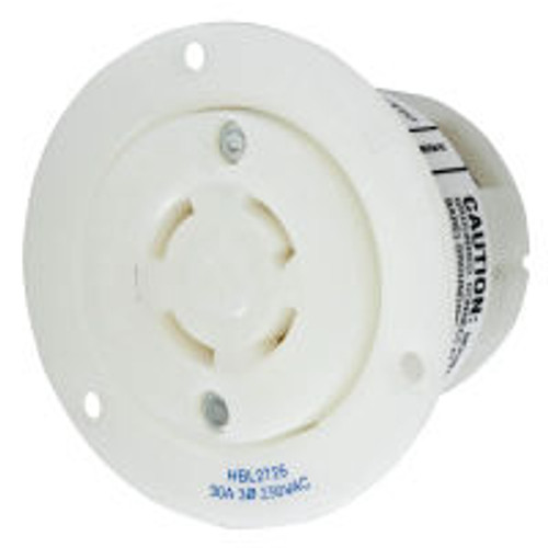 Hubbell HBL2726 AC Flanged Outlet NEMA L15-30 Female White - Edge Series