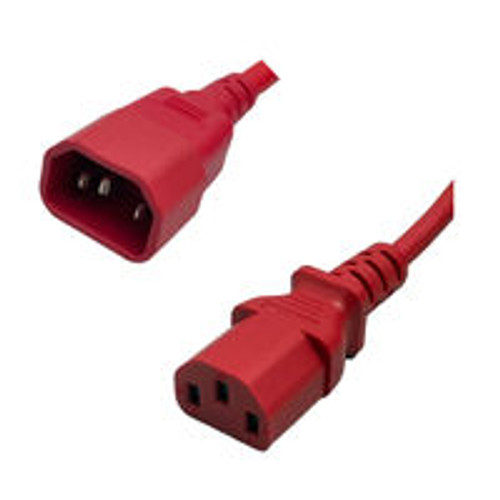 IEC320 C14 Male Plug to C13 Connector 2.5 Meters / 8 Feet 10A/250V 18/3 SJT Red - Power Cord