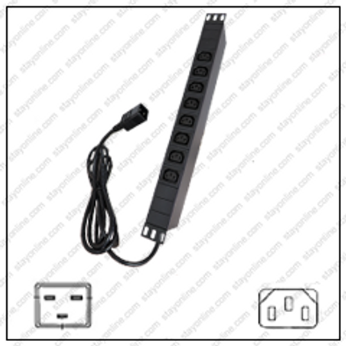 Power Strip Rack Mount IEC320 C20 10 Amp Plug to 8 IEC320 C13 Receptacles