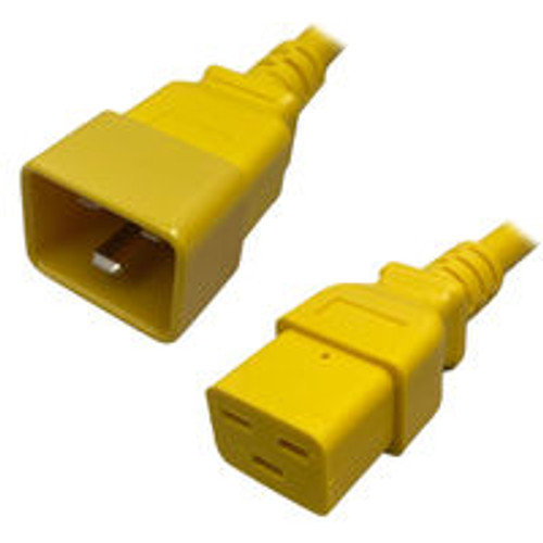 IEC320 C20 Male Plug to C19 Connector 2.5 Meters / 8 Feet 20A/250V 12/3 SJT Yellow - Power Cord