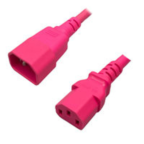 IEC320 C14 Male Plug to C13 Connector 0.9 Meters / 3 Feet 10A/250V 18/3 SJT Pink - Power Cord