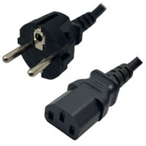 Schuko CEE7/7 Male Plug to IEC320 C13 Connector 2.5 Meters / 8 Feet 10A/250V H05VV-F3G1.0 Black - Country Power Cord
