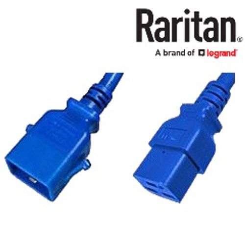 Raritan SecureLock SLC20C19-12FTK2-6PK IEC320 C20 Male Plug to C19 Connector 3.7 Meters / 12 Feet 20A/250V 12/3 SJT Blue - 6 Pack Locking Power Cords