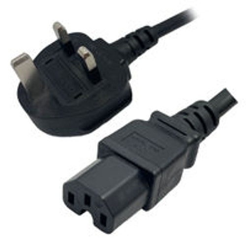UK BS1363 Male Plug Angled Down to IEC320 C15 Connector 2.5 Meters / 8 Feet 10A/250V H05V2V2-F3G1.0 Black - Country Power Cord
