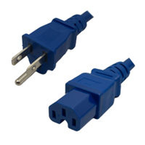 NEMA 5-15 Plug to IEC320 C15 Connector 2.4 Meters / 8 Feet 15A/125V 14/3 SJT Blue - Power Cord