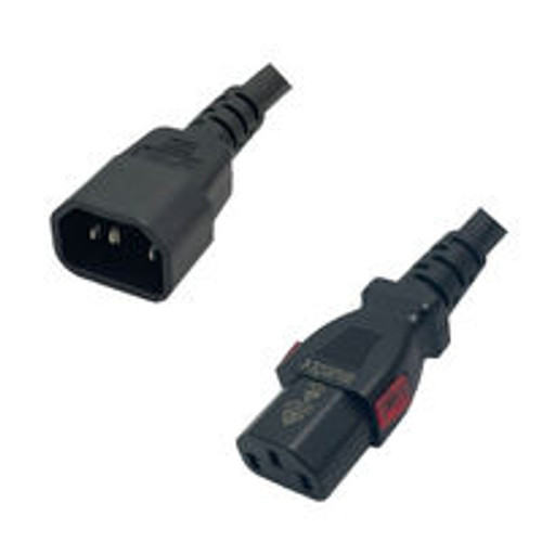 IEC320 C14 Male Plug to C13 Connector WS-Lock 1.2 Meters / 4 Feet 10A/250V H05VV-F3G1.0 & 17/3 SJT Black - Locking Power Cord
