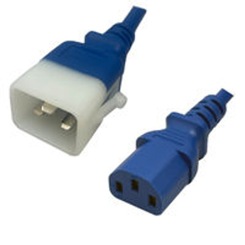 IEC320 C20 Male Plug to C13 Connector P-Lock 1.8 Meters / 6 Feet 15A/250V 14/3 SJT Blue - Locking Power Cord