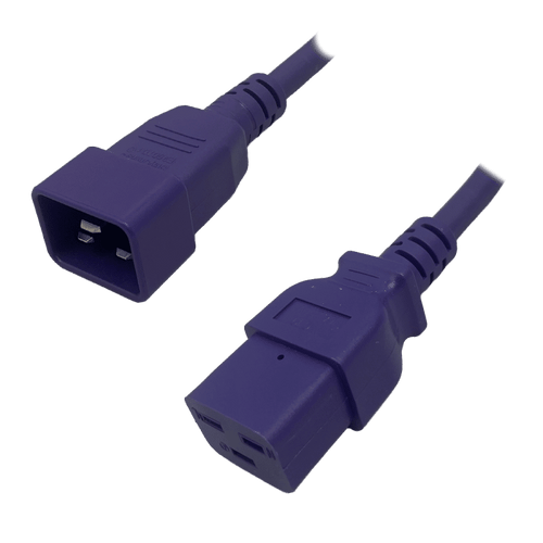 IEC320 C20 Male Plug to C19 Connector 0.9 Meters / 3 Feet 16A/250V 14/3 SJT Purple - Power Cord