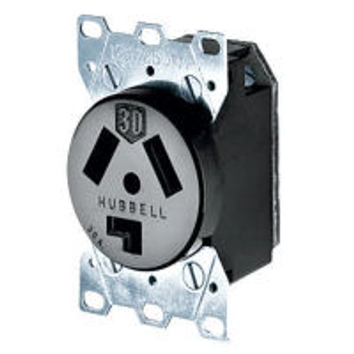 Hubbell HBL9350 AC Receptacle NEMA 10-30 Female Black 125/250 Volt 30 Amp