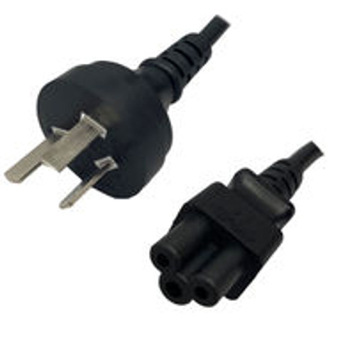 Australia AS3112 Male Plug to IEC320 C5 Connector 1.8 Meters / 6 Feet 2.5A/250V H05VV-F3G.75 Black - Country Power Cord Hanked