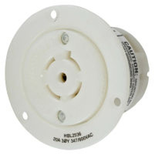 Hubbell HBL2536 AC Flanged Outlet NEMA L23-20 Female White