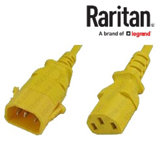 Raritan SecureLock SLC14C13-2FTK6-6PK IEC320 C14 Male Plug to C13 Connector 0.6 Meters / 2 Feet 13A/250V 16/3 SJT Yellow - 6 Pack Locking Power Cords