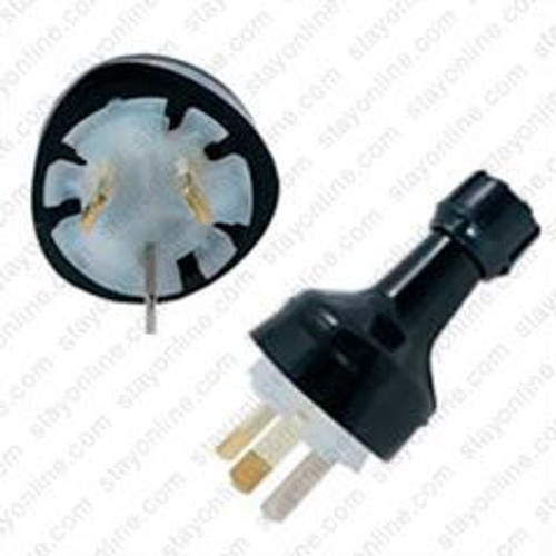 AC Male Power Plug Australia AS3112 10 Amp 250 Volt Black Straight Entry