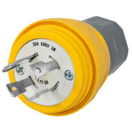 Hubbell HBL28W77 AC Plug NEMA L17-30 Male Yellow Watertight