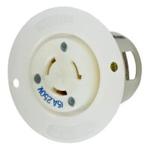 Hubbell HBL4585C AC Flanged Outlet NEMA L6-15 Female White