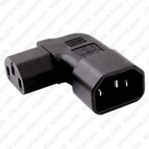 IEC320 C14 Male Plug to C13 Connector Angled Right CE - Block Plug Adapter 