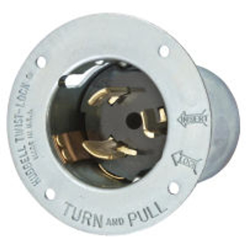 Hubbell CS6377 AC Flanged Inlet California Standard 50A/125V Male Black
