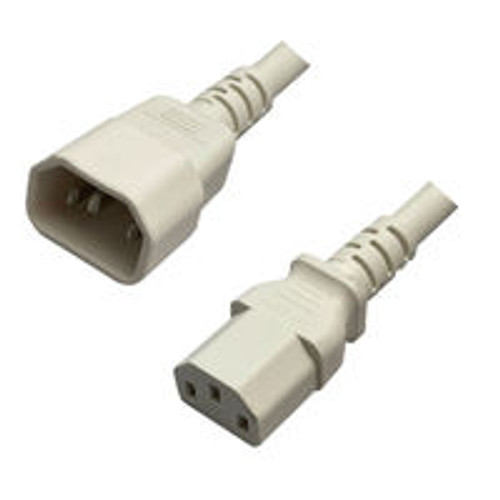 IEC320 C14 Male Plug to C13 Connector 0.8 Meters / 2.5 Feet 10A/250V 18/3 SJT White - Power Cord