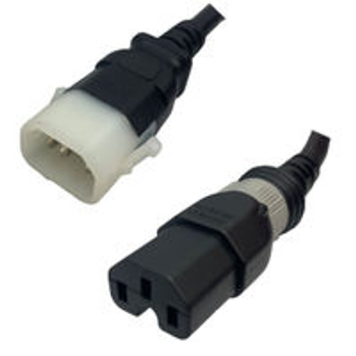 IEC320 C14 Male Plug to C15 Connector Dual-Lock 1.8 Meters / 6 Feet 15A/250V 14/3 SJT Black- Locking Power Cord