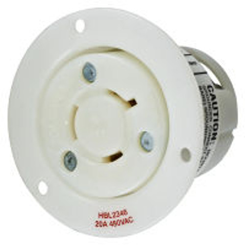 Hubbell HBL2346 AC Flanged Outlet NEMA L8-20 Female White