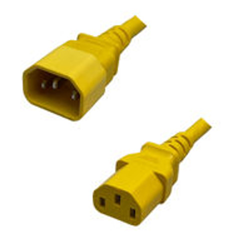 IEC320 C14 Male Plug to C13 Connector 0.9 Meters / 3 Feet 10A/250V 18/3 SJT Yellow - Power Cord