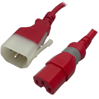 IEC320 C14 Male Plug to C15 Connector Dual-Lock Lite 0.9 Meters / 3 Feet 10A/250V 18/3 SVT Blue - Locking Power Cord