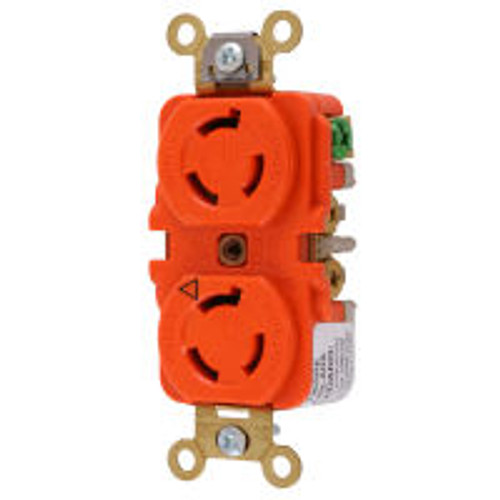 Hubbell IG4550A AC Receptacle NEMA L6-15 Female Orange Duplex Isolated Ground