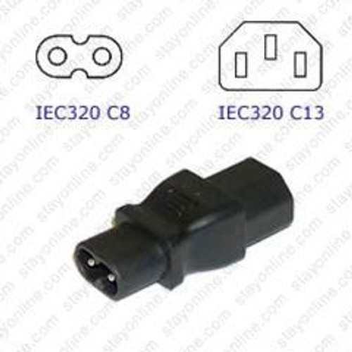 IEC320 C8 Male Plug to C13 Connector - Block Plug Adapter 