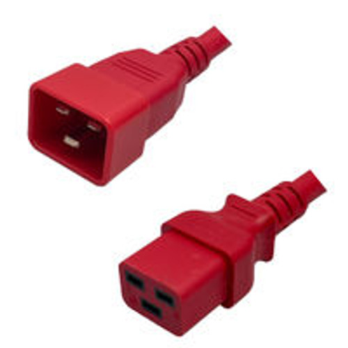 IEC320 C20 Male Plug to C19 Connector 2.0 Meters / 6.5 Feet 16A/250V H05VV-F3G1.5 & 15/3 SJT & HVCTF2.0 Red - Power Cord