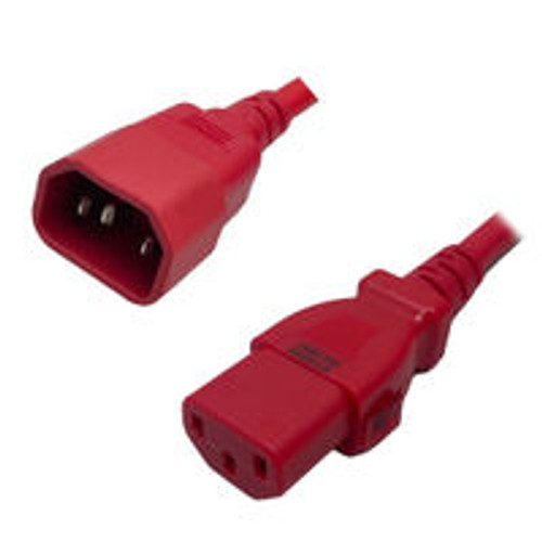 IEC320 C14 Male Plug to C13 Connector WS-Lock 4.5 Meters / 15 Feet 15A/250V 14/3 SJT Red - Locking Power Cord