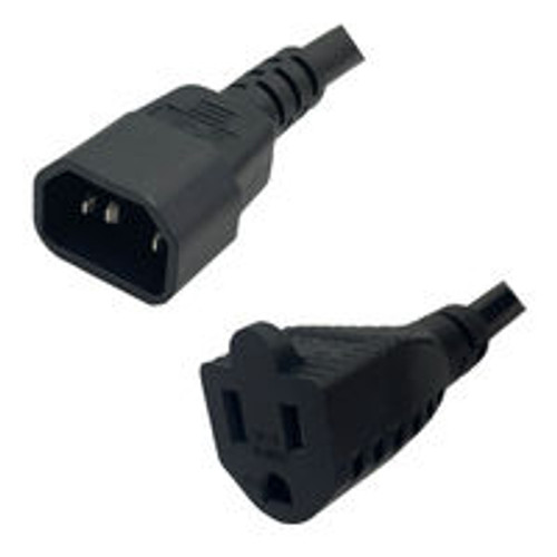 IEC320 C14 Male Plug to NEMA 5-15 Connector 1.8 Meters / 6 Feet 13A/125V 16/3 SJT Black - Power Cord
