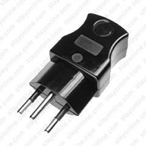 AC Male Power Plug Swiss SEV1011 10/12 Amp 250 Volt Black Straight Entry