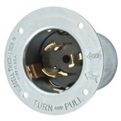 Hubbell CS8475 California Standard 50A 480V Male Black Flanged Inlet
