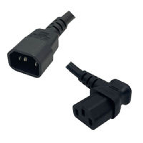 IEC320 C14 Male Plug to C13 Connector Angled Right 1.8 Meters / 6 Feet 10A/250V 18/3 SJT Black - Power Cord