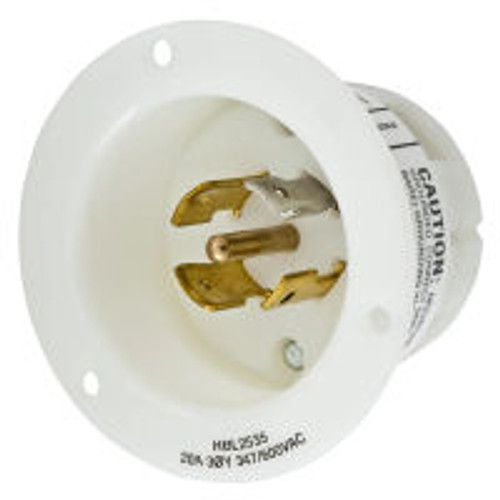 Hubbell HBL2535 AC Flanged Inlet NEMA L23-20 Male White